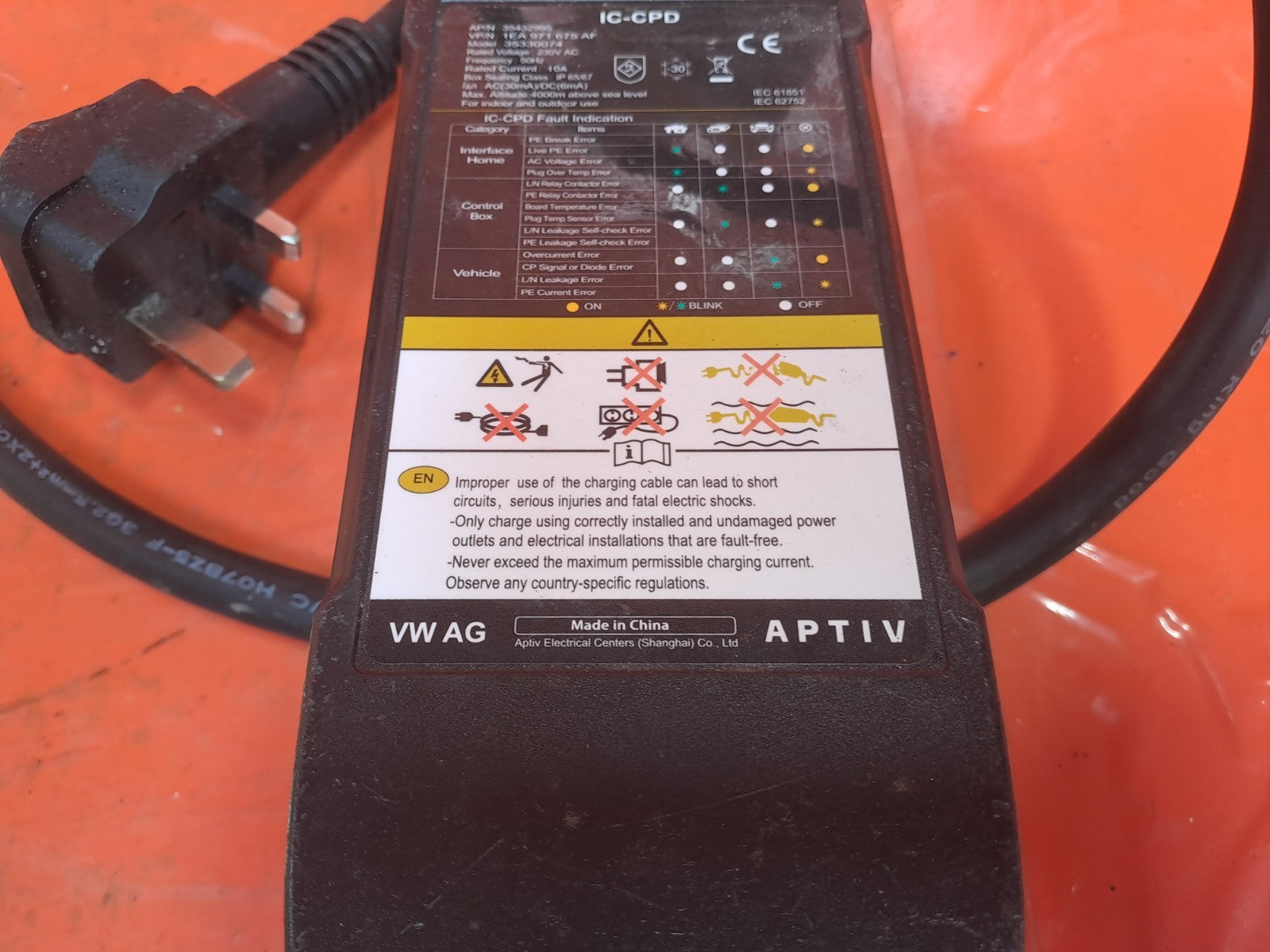 ✅VW Golf Gte 1.4 Petrol 2022 3 Pin Home Plug Charging Cable 1EA971675AF Warranty - Image 10