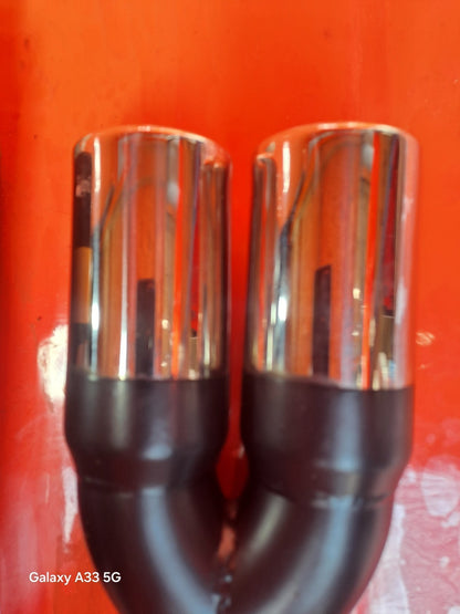 ✅UNIVERSAL TWIN DOUBLE SPORT CHROME EXHAUST PIPE TRIM TIP TAIL STAINLESS STEEL - Image 11