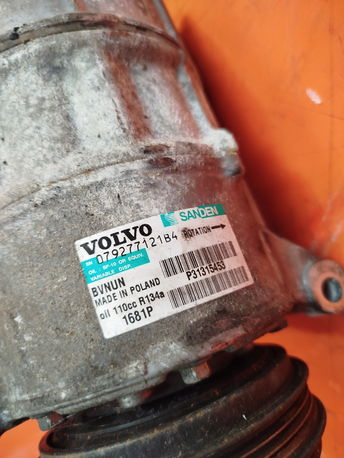 ✅VOLVO XC60 SE AWD 2.4 DIESEL 2012 A/C AIR CON COMPRESSOR PUMP P31315453 A289 - Image 8