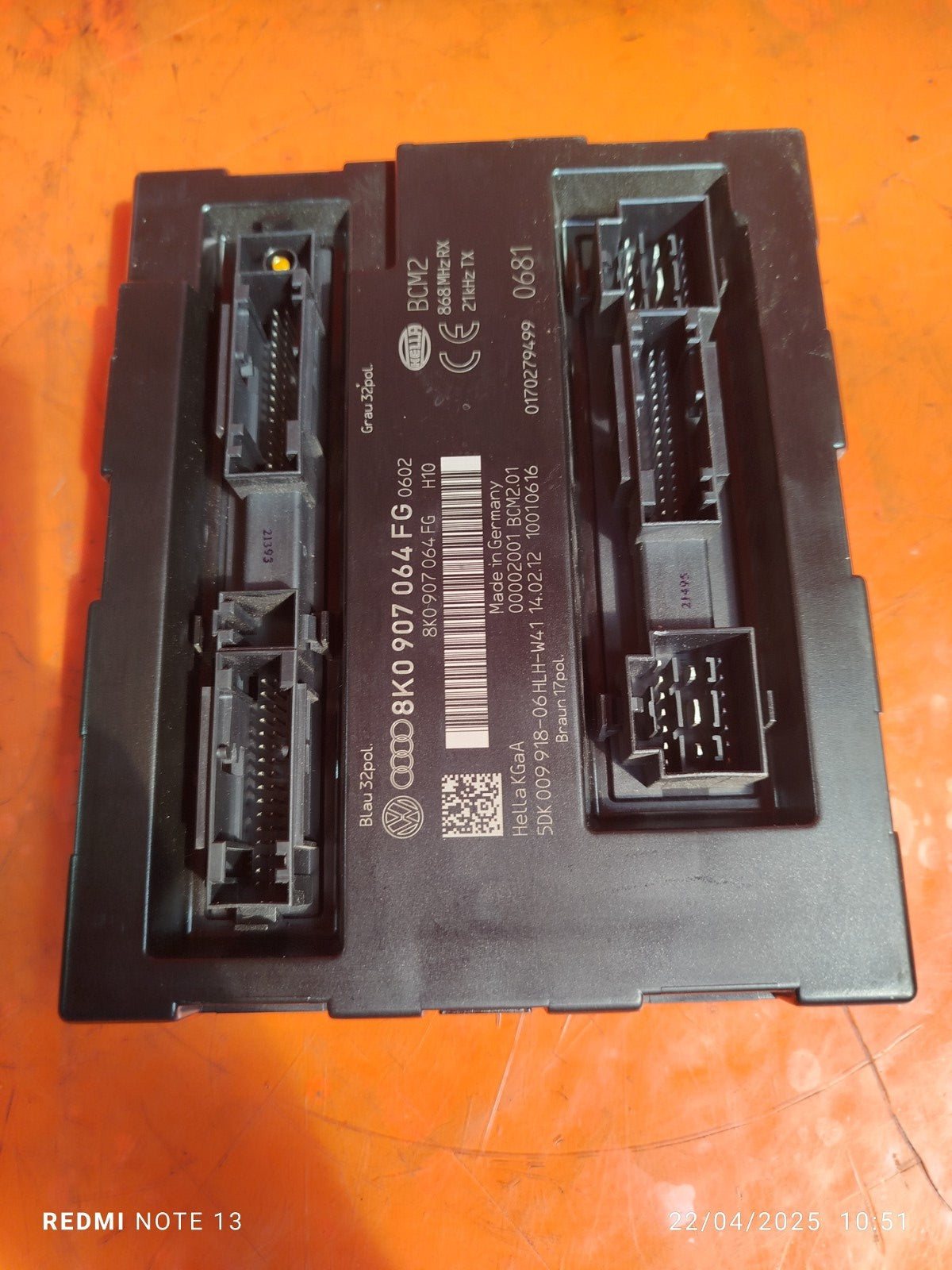 ✅AUDI Q5 S LINE 2.0 PETROL 2012 COMFORT CONTROL MODULE UNIT 8K0907064FG Warranty