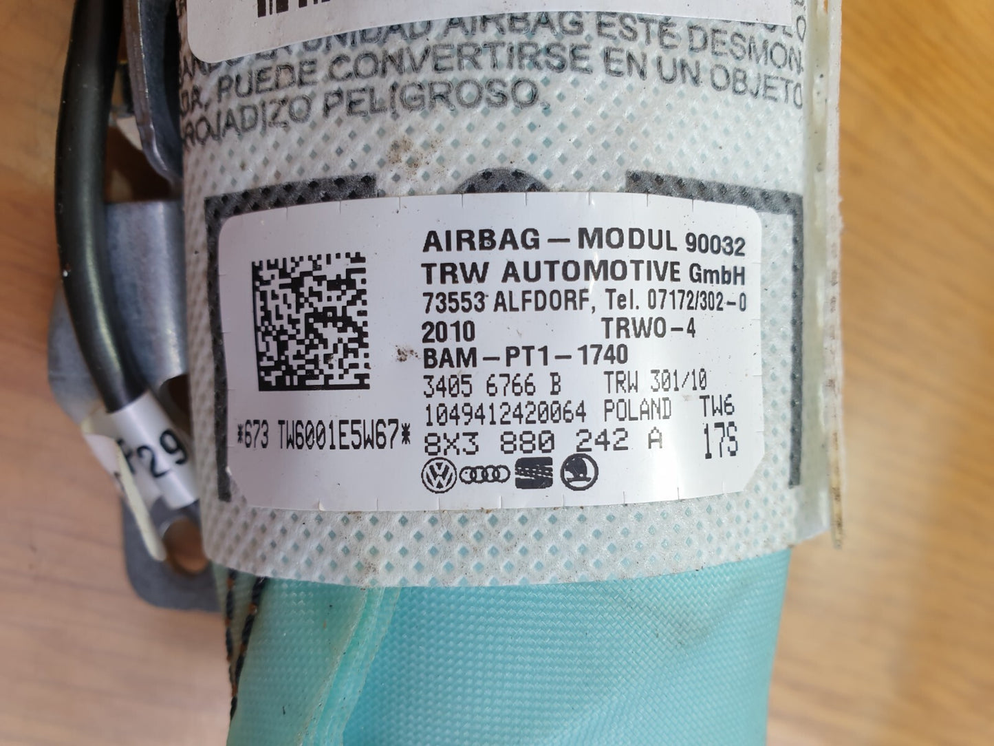 ✅AUDI A1 SPORT 1.4 PETROL 2011 RIGHT DRIVER SIDE SEAT AIRBAG 8X3880242A Warranty