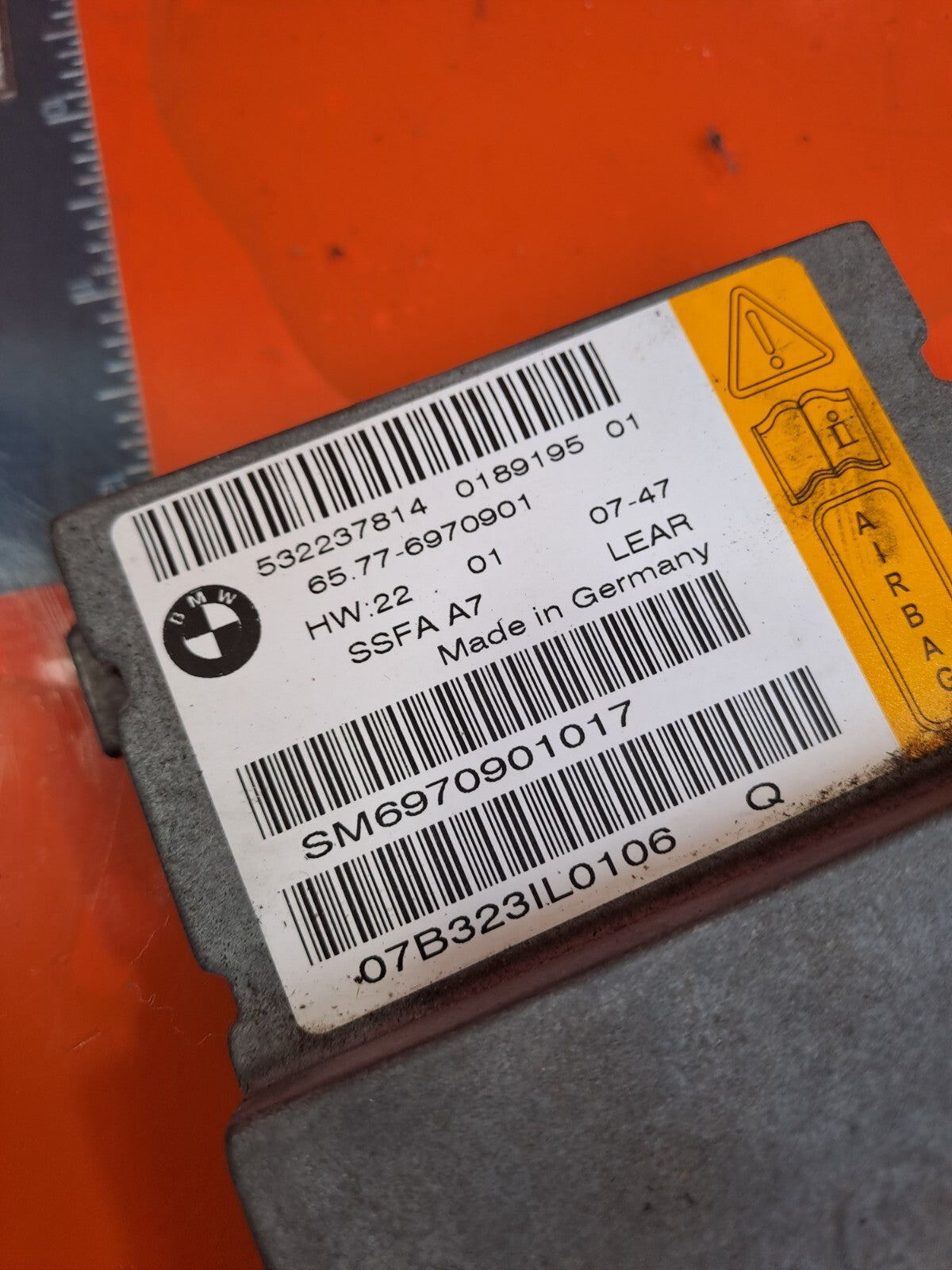 ✅2008 BMW 7 SERIES E66 FRONT RIGHT SEAT AIRBAG CONTROL MODULE 6970901 + WARRANTY