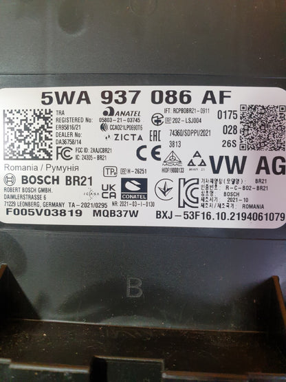 ✅VW GOLF MK8 1.5 PETROL 2022 BODY CONTROL MODULE BCM 5WA937086AF Warranty A191