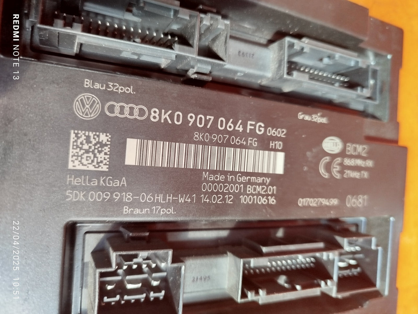 ✅AUDI Q5 S LINE 2.0 PETROL 2012 COMFORT CONTROL MODULE UNIT 8K0907064FG Warranty