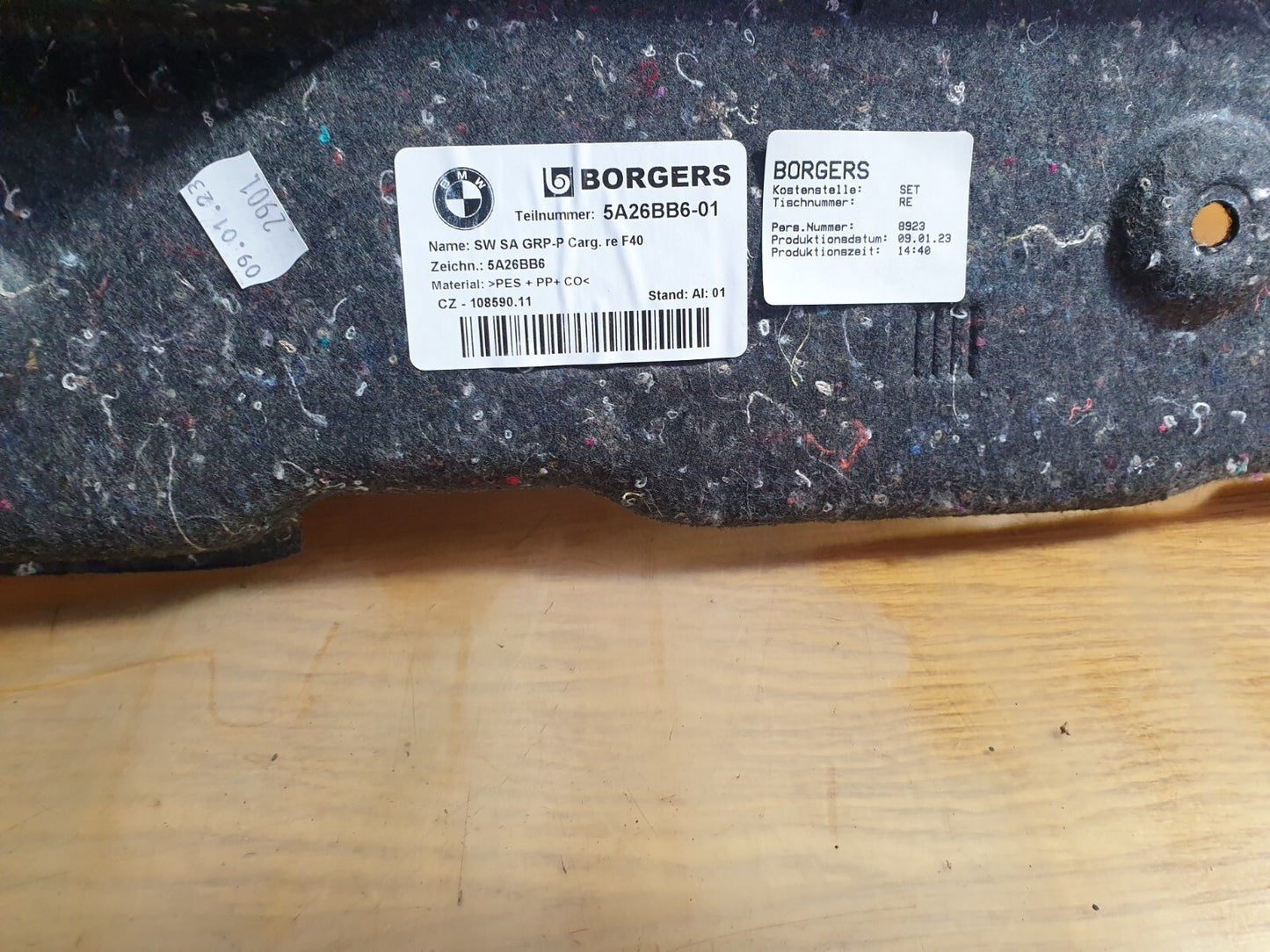 ✅BMW 116D SPORT 1.5 DIESEL 2023 REAR RIGHT BOOT CARPET LINER 5A26BB6 Warranty